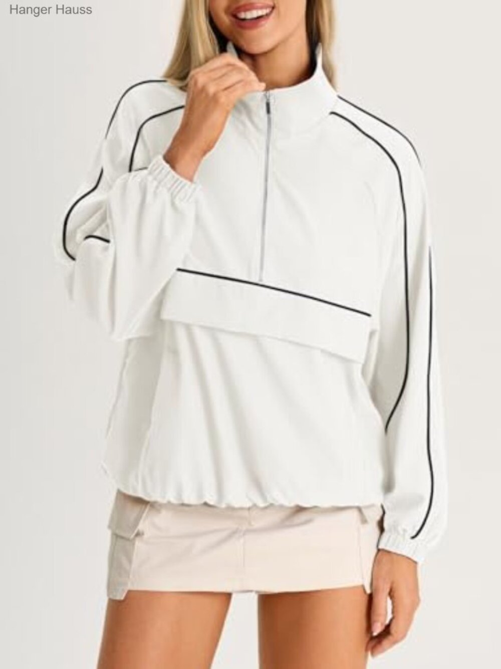 Women's UPF 50+ Quarter Zip Pullover Lightweight Athletic Windbreaker Jacket - Picture 5 of 6